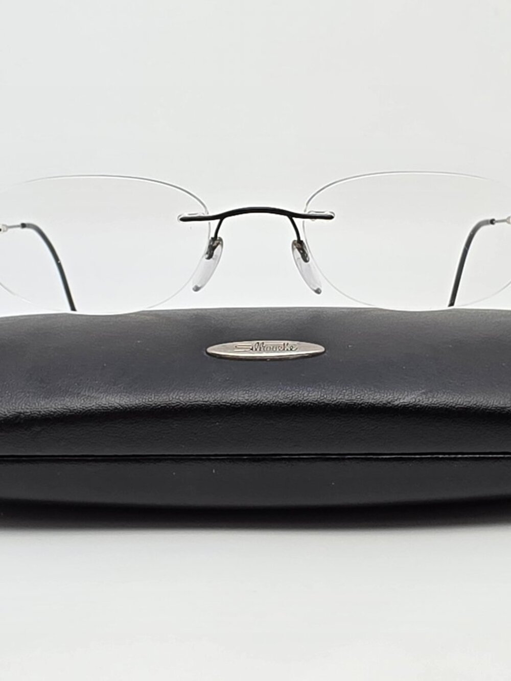 Silhouette 7501 50 9002 Black Titan Rimless Titanium Eyeglasses Frame w/ Case